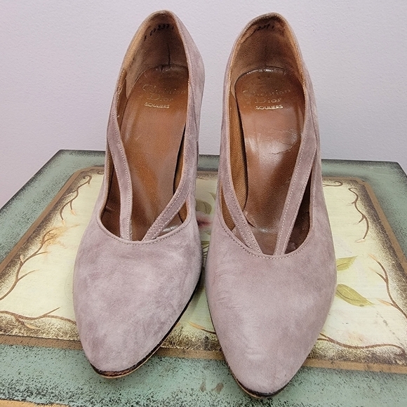 Christian Dior Vintage Gray Suede Pumps Size 5 - Picture 2 of 12